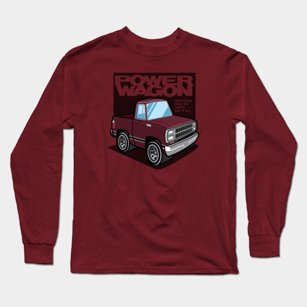 Medium Red Sunfire - Power Wagon (1980) Long Sleeve T-Shirt by jepegdesign